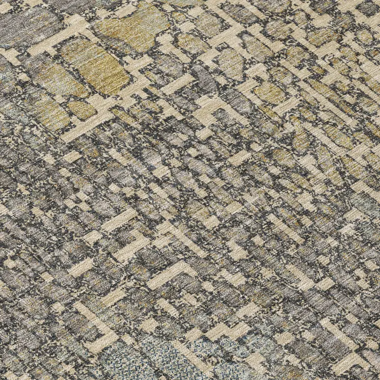 9' X 12' Ivory Gray And Black Abstract Washable Indoor Outdoor Area Rug