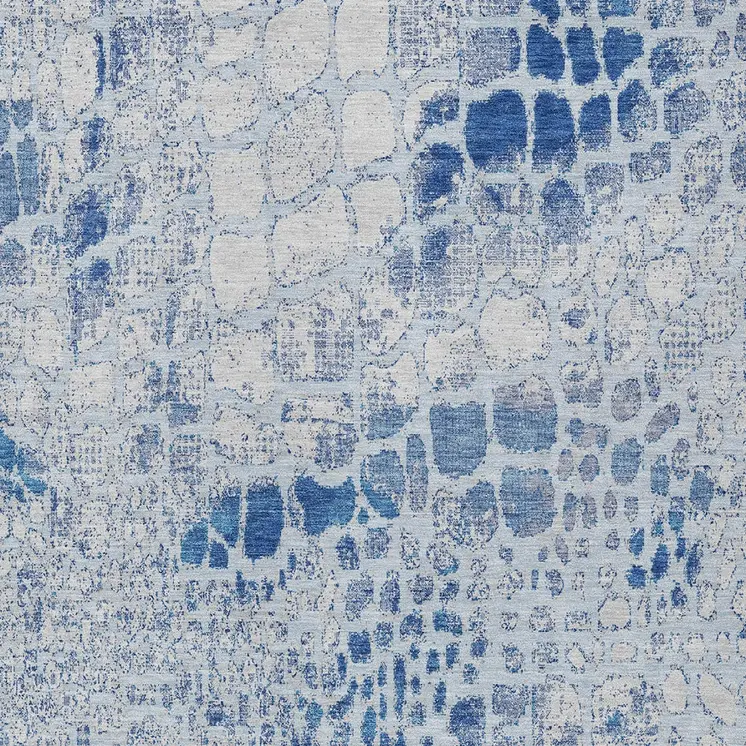 8' X 10' Sky Blue And Ivory Abstract Washable Indoor Outdoor Area Rug