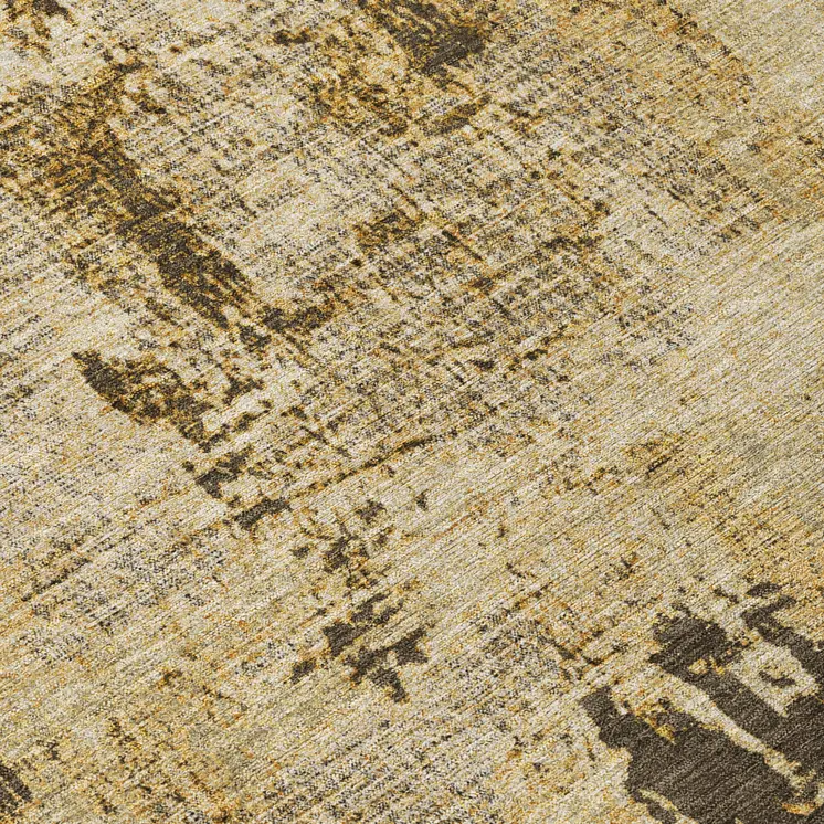 8' Beige And Brown Round Abstract Washable Indoor Outdoor Area Rug