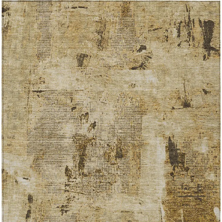 10' X 14' Beige And Brown Abstract Washable Indoor Outdoor Area Rug