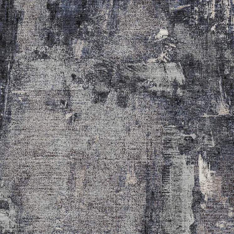 3' X 5' Charcoal Ivory And Blue Abstract Washable Indoor Outdoor Area Rug