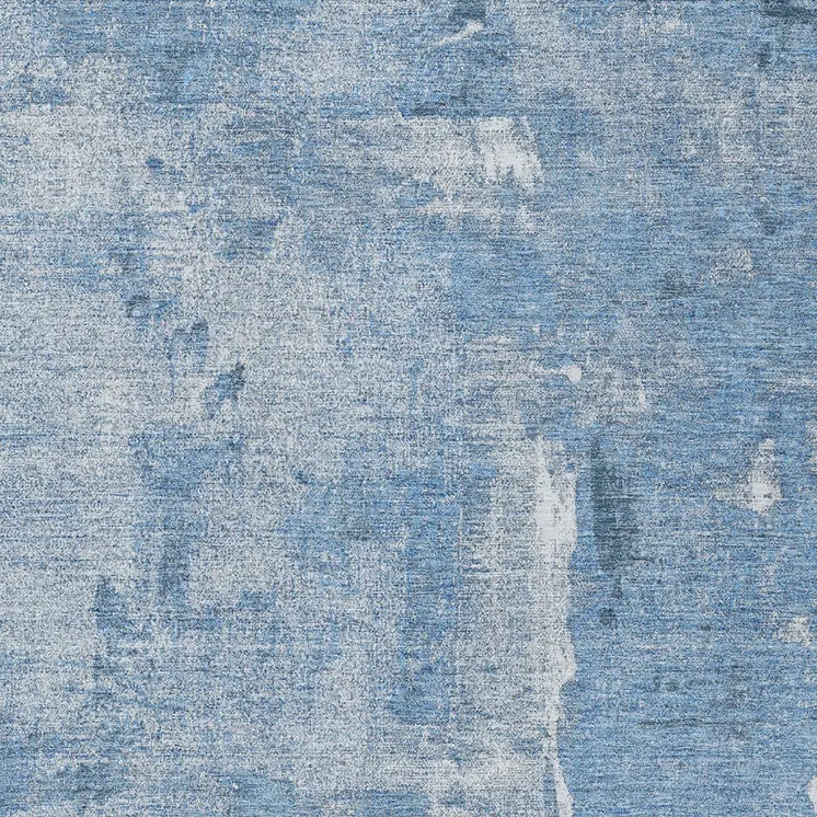 3' X 5' Denim Blue And Ivory Abstract Washable Indoor Outdoor Area Rug