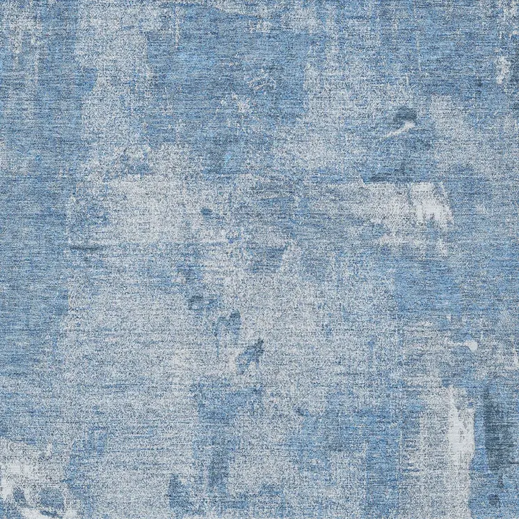 5' X 8' Denim Blue And Ivory Abstract Washable Indoor Outdoor Area Rug