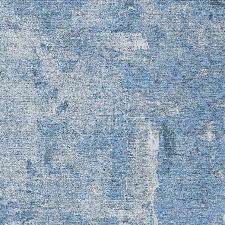 10' X 14' Denim Blue And Ivory Abstract Washable Indoor Outdoor Area Rug
