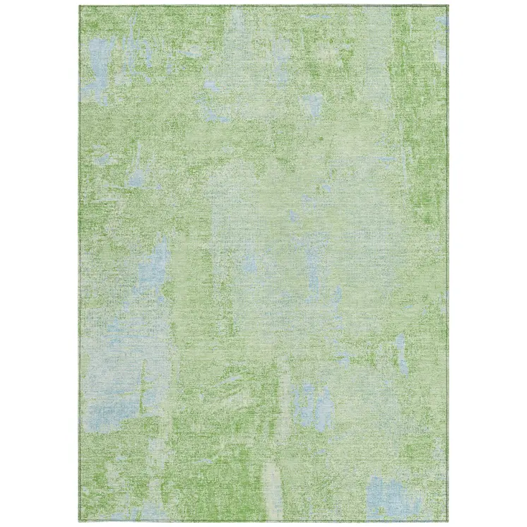 3' X 5' Green And Sky Blue Abstract Washable Indoor Outdoor Area Rug