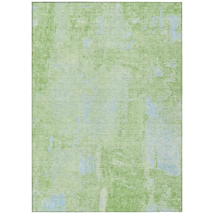 8' X 10' Green And Sky Blue Abstract Washable Indoor Outdoor Area Rug