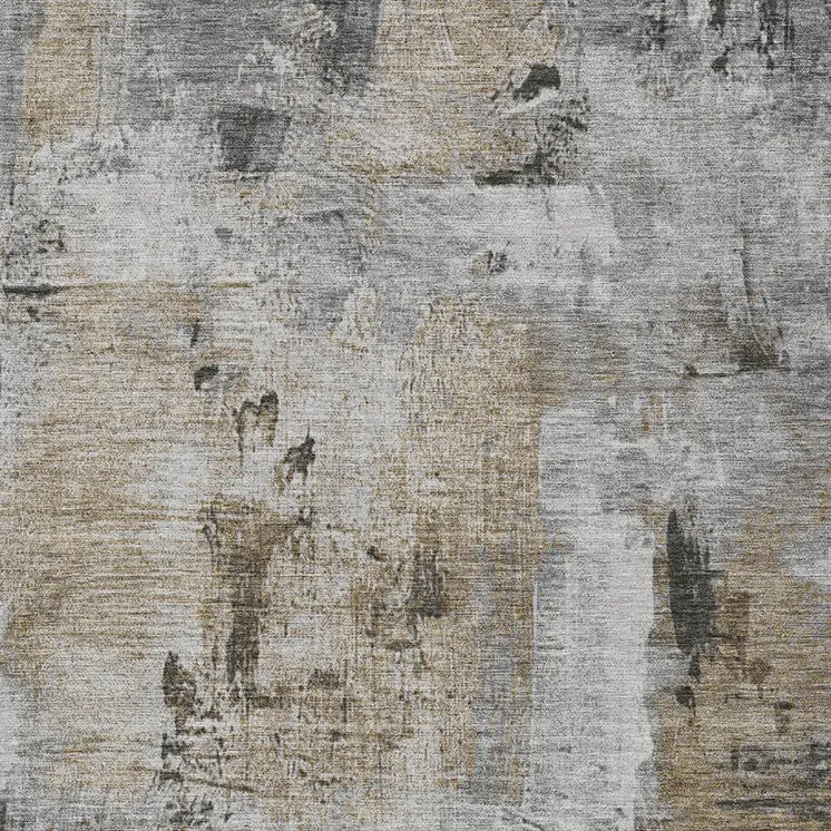 5' X 8' Gray Ivory And Brown Abstract Washable Indoor Outdoor Area Rug