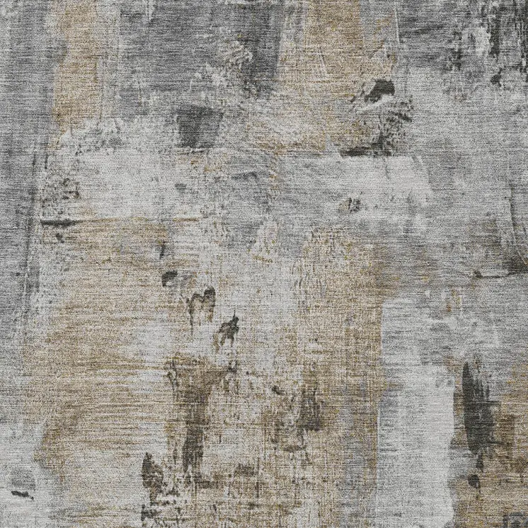 8' X 10' Gray Ivory And Brown Abstract Washable Indoor Outdoor Area Rug