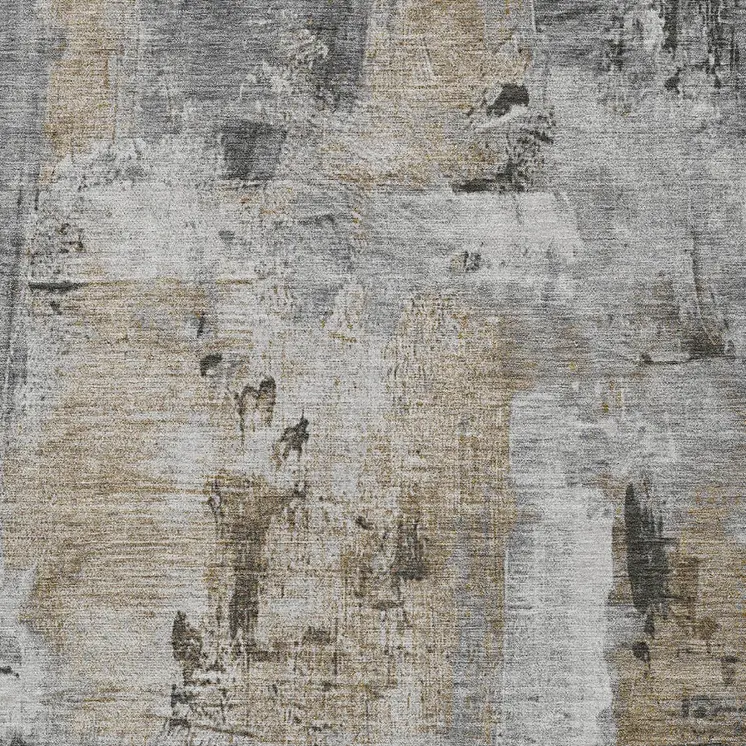 9' X 12' Gray Ivory And Brown Abstract Washable Indoor Outdoor Area Rug
