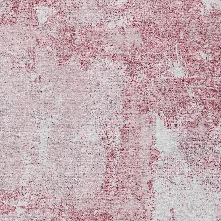 9' X 12' Pink And Ivory Abstract Washable Indoor Outdoor Area Rug