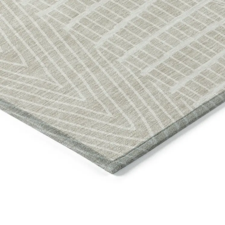 5' X 8' Beige And Ivory Geometric Washable Indoor Outdoor Area Rug