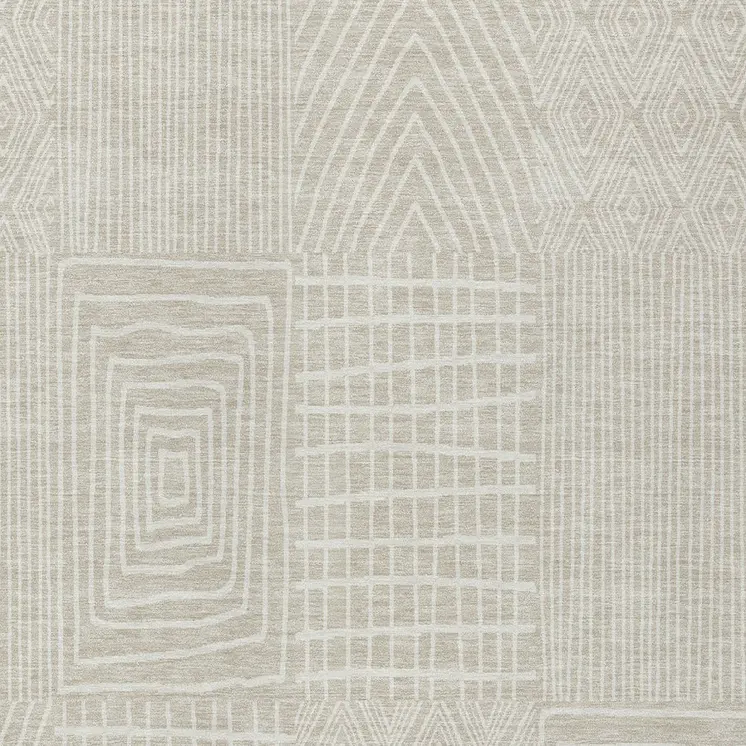 8' X 10' Beige And Ivory Geometric Washable Indoor Outdoor Area Rug