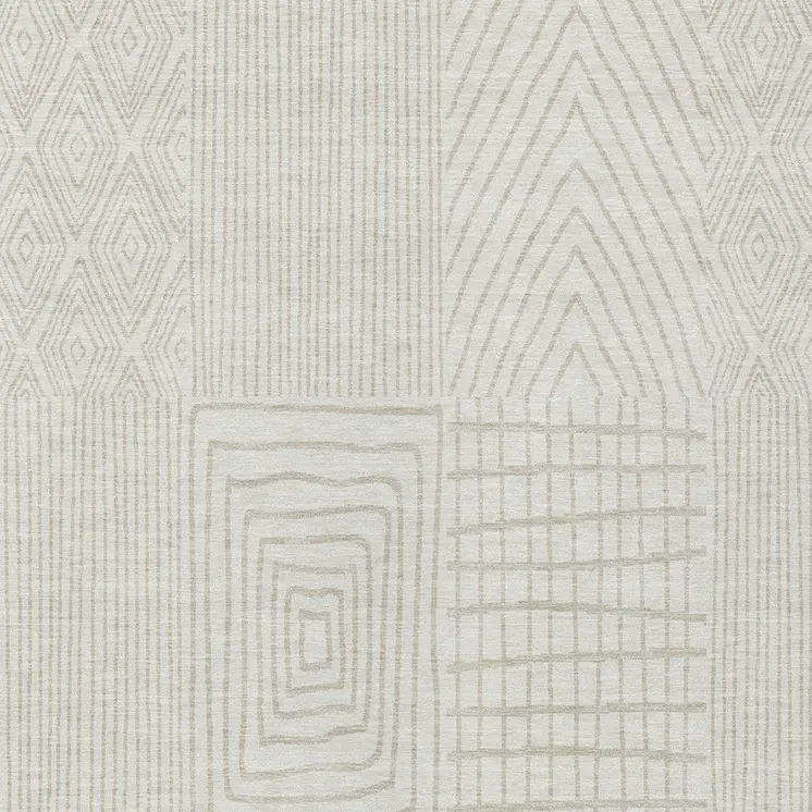 3' X 5' Ivory And Beige Geometric Washable Indoor Outdoor Area Rug