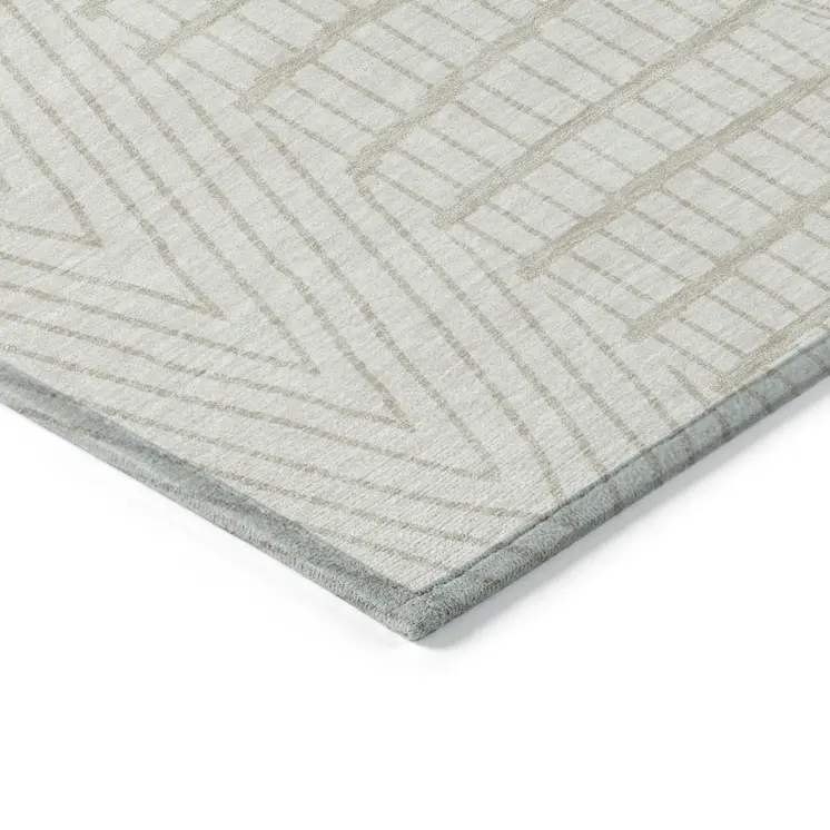 10' X 14' Ivory And Beige Geometric Washable Indoor Outdoor Area Rug