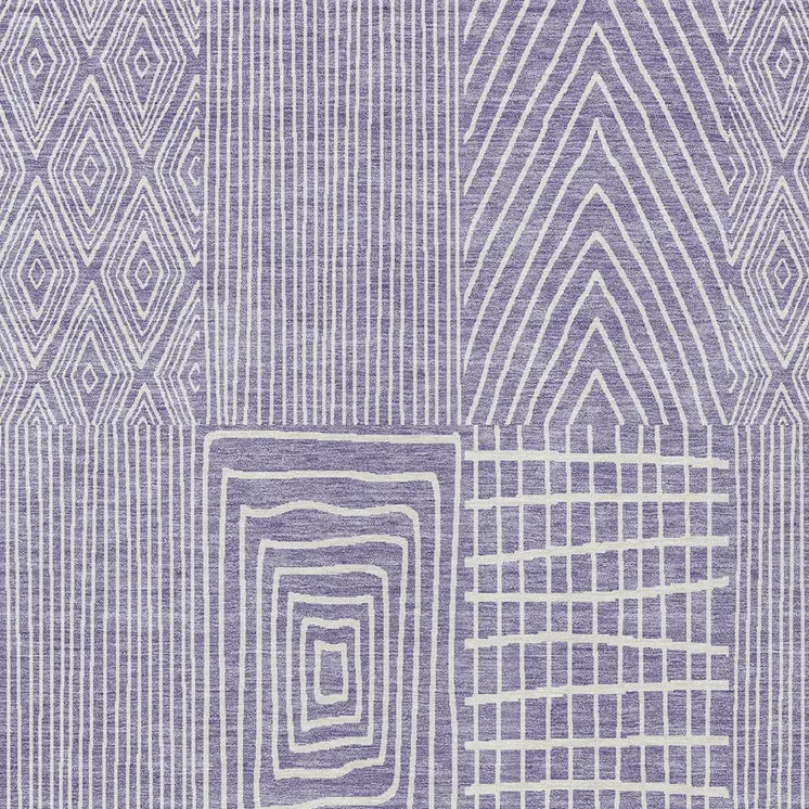 8' X 10' Lavender And Ivory Geometric Washable Indoor Outdoor Area Rug