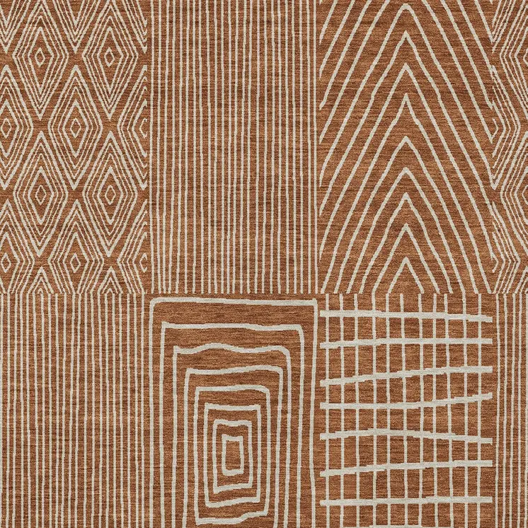 10' X 14' Brown And Beige Geometric Washable Indoor Outdoor Area Rug