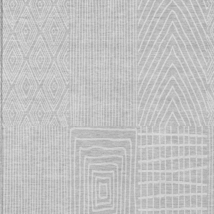 8' X 10' Silver And Ivory Geometric Washable Indoor Outdoor Area Rug