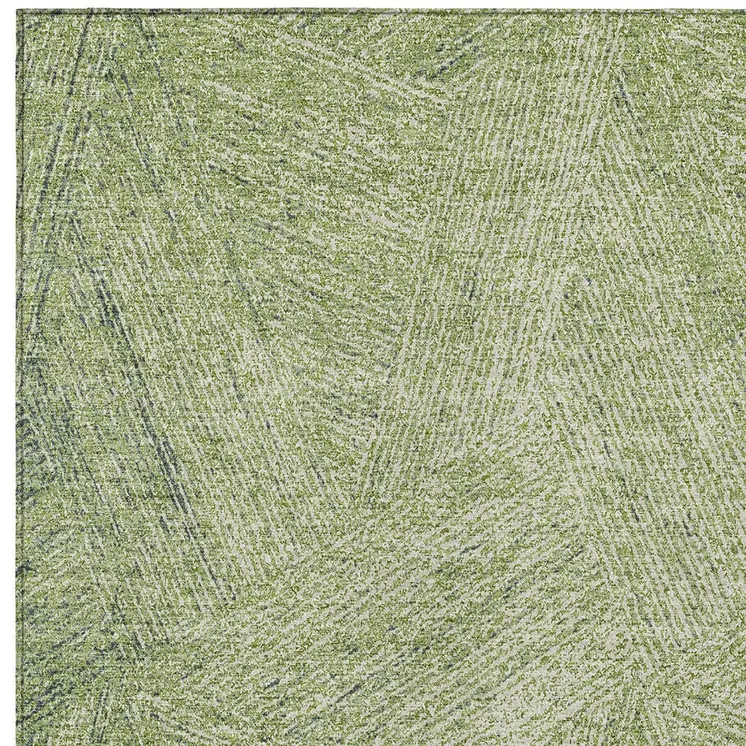 8' X 10' Artichoke Green And Ivory Abstract Washable Indoor Outdoor Area Rug