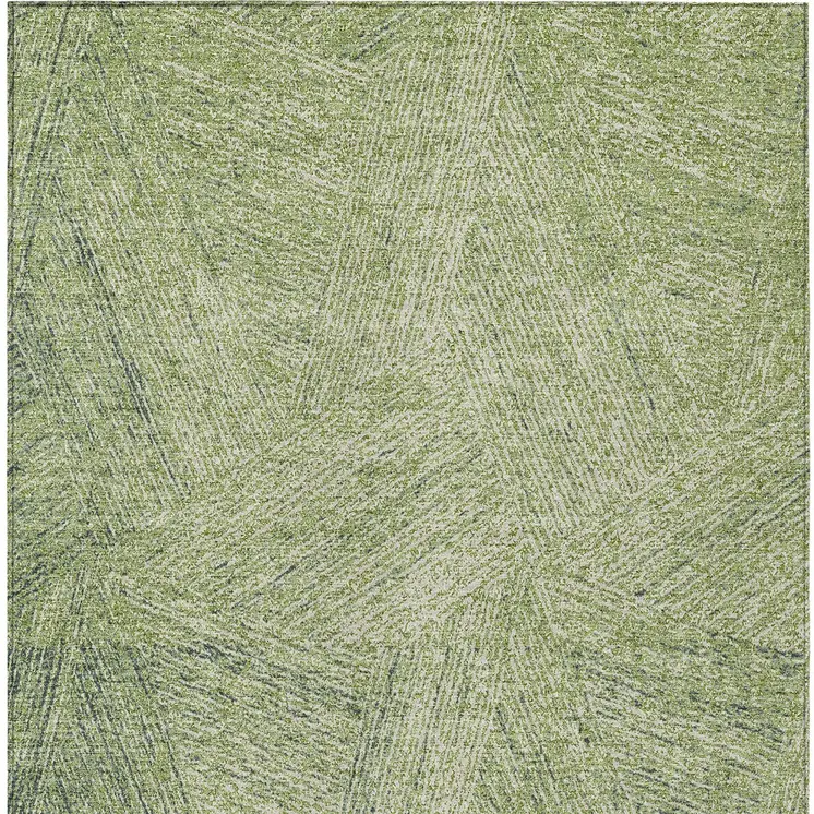 9' X 12' Artichoke Green And Ivory Abstract Washable Indoor Outdoor Area Rug