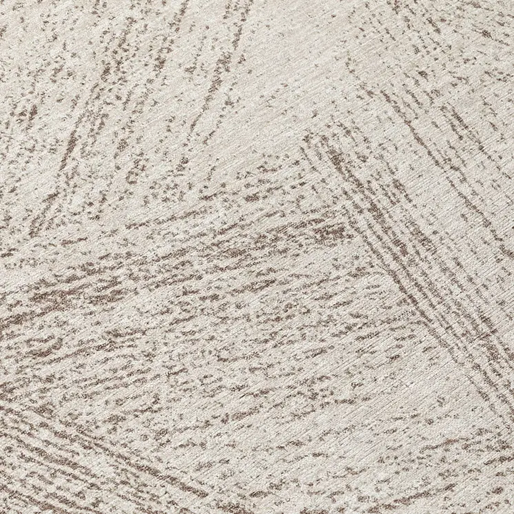 8' Beige And Brown Round Abstract Washable Indoor Outdoor Area Rug