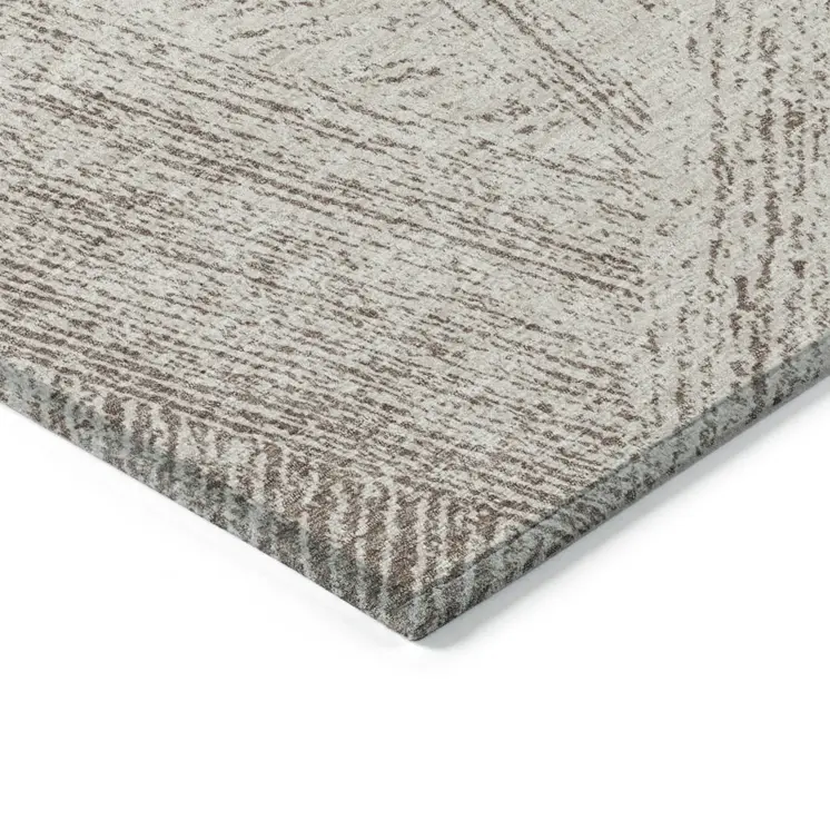 9' X 12' Beige And Brown Abstract Washable Indoor Outdoor Area Rug