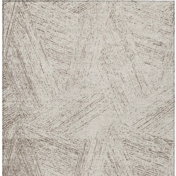 9' X 12' Beige And Brown Abstract Washable Indoor Outdoor Area Rug