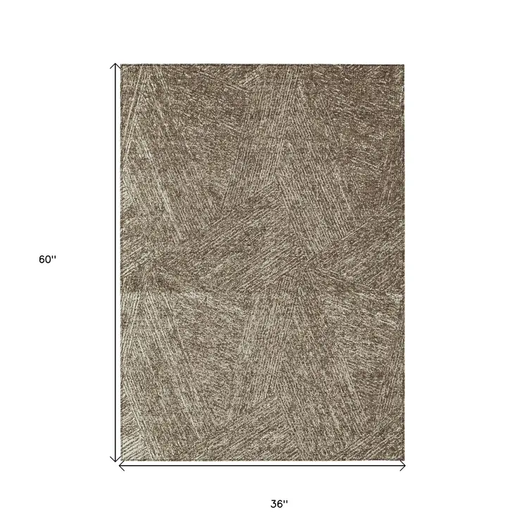 3' X 5' Chocolate And Beige Abstract Washable Indoor Outdoor Area Rug