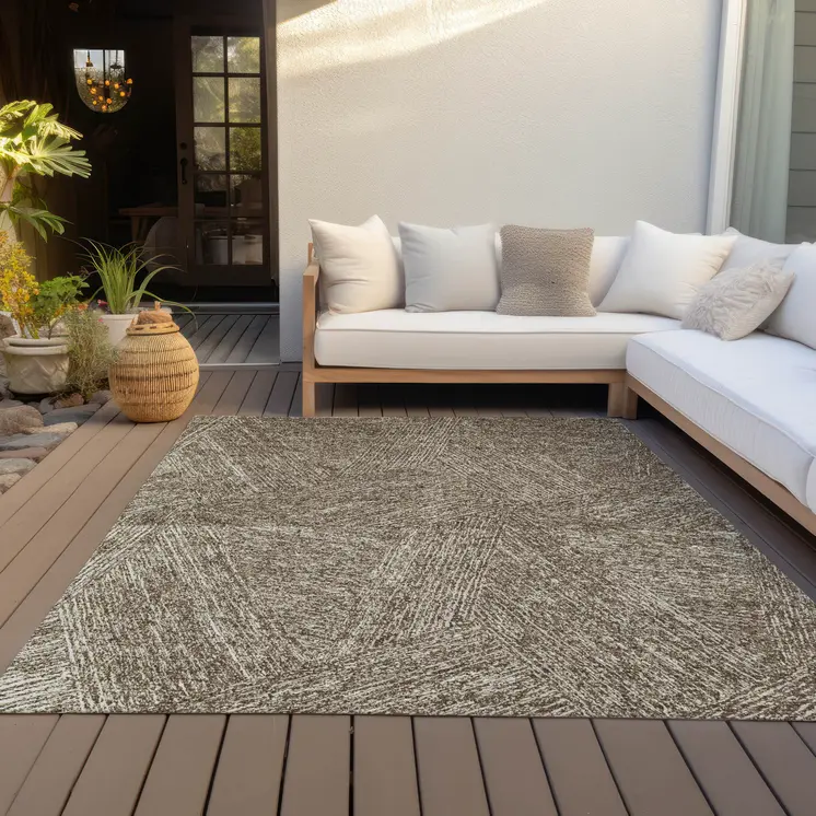 3' X 5' Chocolate And Beige Abstract Washable Indoor Outdoor Area Rug