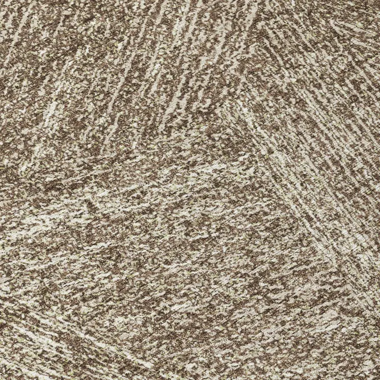 8' Chocolate And Beige Round Abstract Washable Indoor Outdoor Area Rug