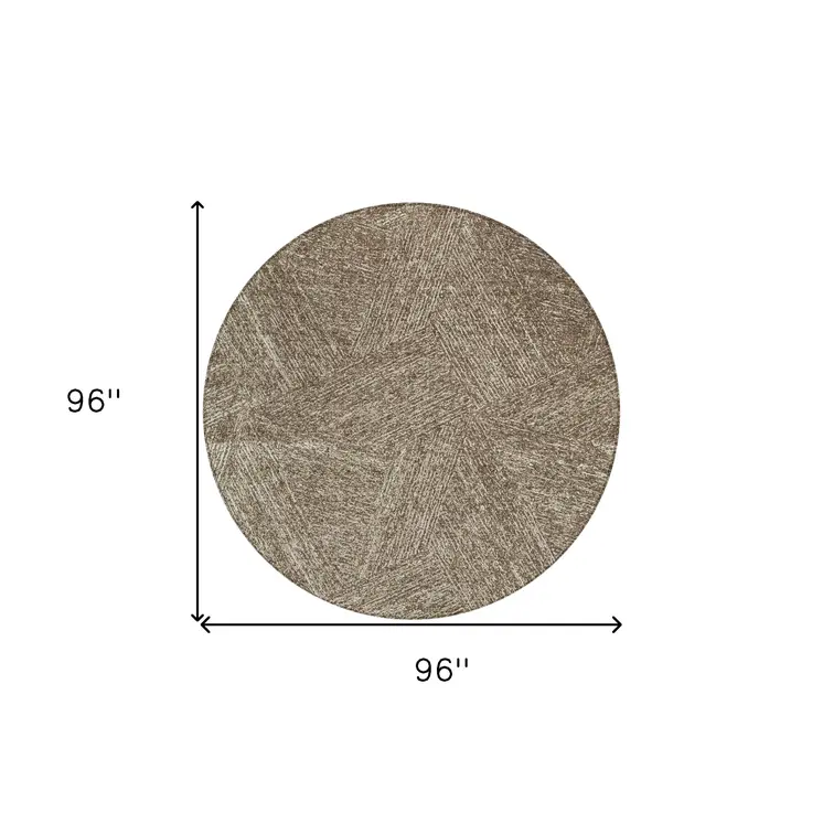 8' Chocolate And Beige Round Abstract Washable Indoor Outdoor Area Rug