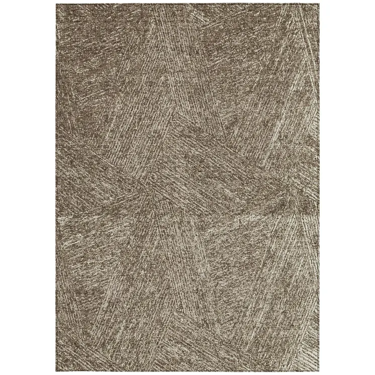 8' X 10' Chocolate And Beige Abstract Washable Indoor Outdoor Area Rug