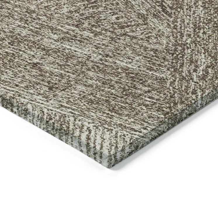 10' X 14' Chocolate And Beige Abstract Washable Indoor Outdoor Area Rug
