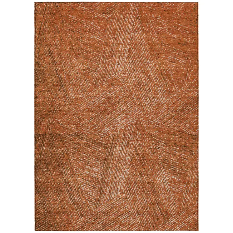 5' X 8' Copper Brown And Beige Abstract Washable Indoor Outdoor Area Rug
