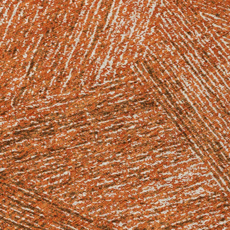 8' Copper Brown And Beige Round Abstract Washable Indoor Outdoor Area Rug