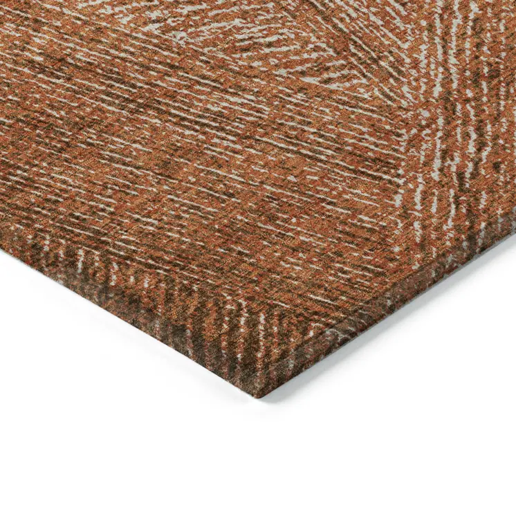 8' X 10' Copper Brown And Beige Abstract Washable Indoor Outdoor Area Rug