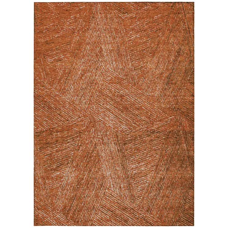 9' X 12' Copper Brown And Beige Abstract Washable Indoor Outdoor Area Rug