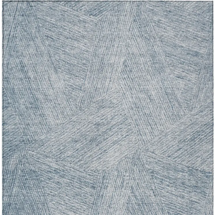 5' X 8' Denim Blue And Ivory Abstract Washable Indoor Outdoor Area Rug