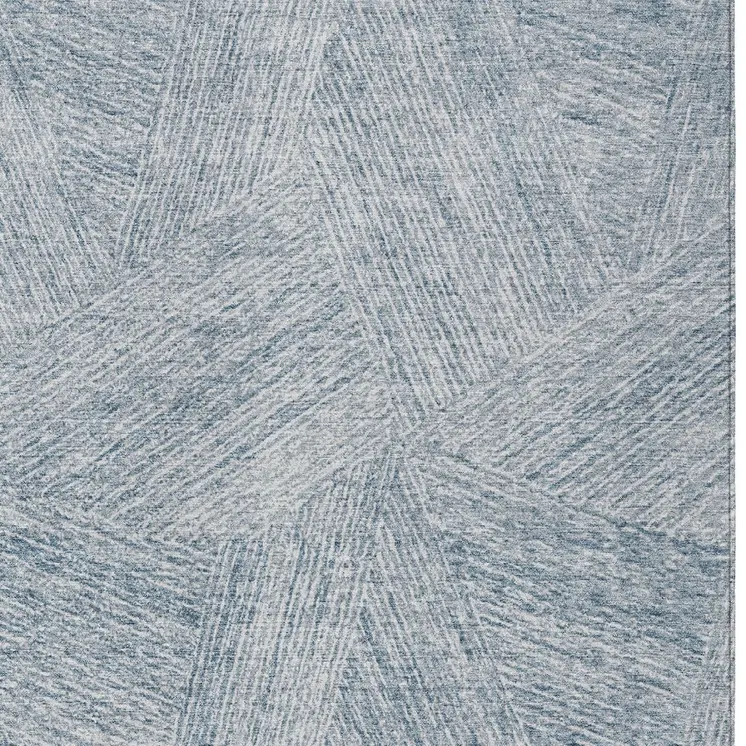 10' X 14' Denim Blue And Ivory Abstract Washable Indoor Outdoor Area Rug