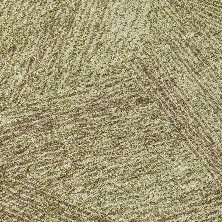 8' Green Beige And Brown Round Abstract Washable Indoor Outdoor Area Rug