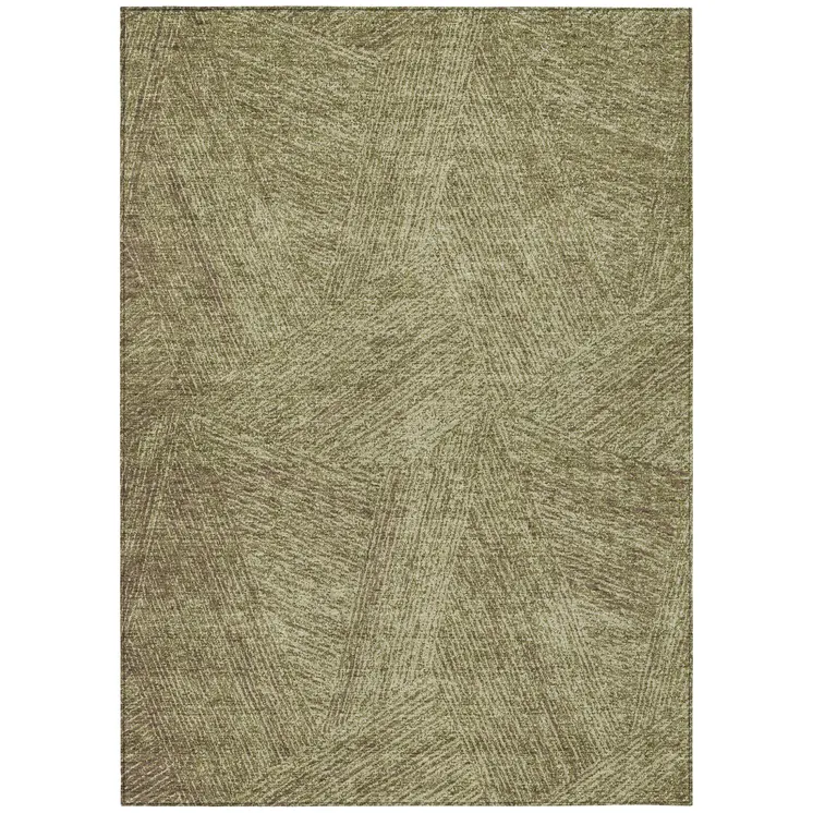 10' X 14' Green Beige And Brown Abstract Washable Indoor Outdoor Area Rug