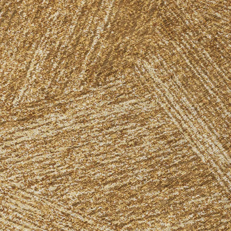 8' Gold Brown And Ivory Round Abstract Washable Indoor Outdoor Area Rug
