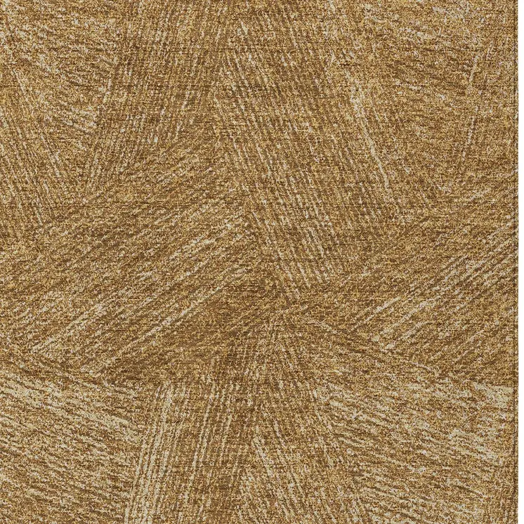 8' X 10' Gold Brown And Ivory Abstract Washable Indoor Outdoor Area Rug
