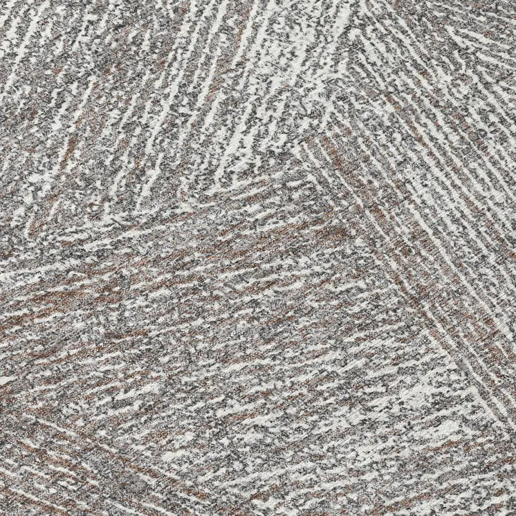 8' Gray Brown And Ivory Round Abstract Washable Indoor Outdoor Area Rug