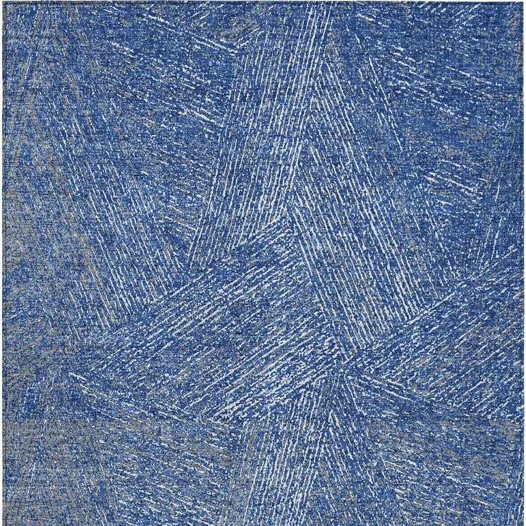9' X 12' Navy Blue Gray And Ivory Abstract Washable Indoor Outdoor Area Rug