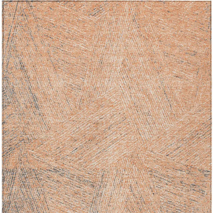 3' X 5' Peach Blue And Ivory Abstract Washable Indoor Outdoor Area Rug
