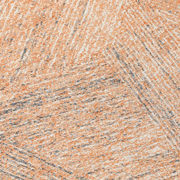 8' Peach Blue And Ivory Round Abstract Washable Indoor Outdoor Area Rug