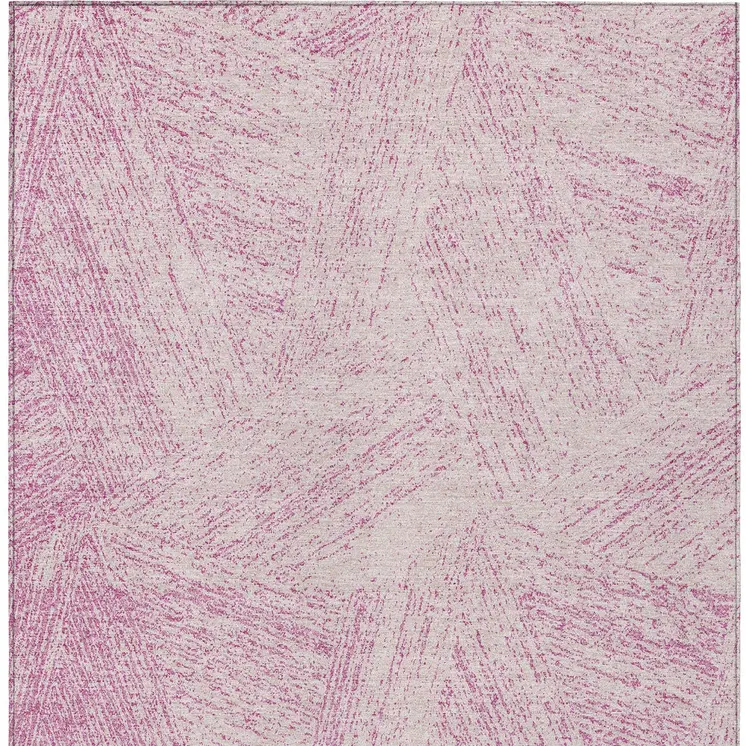 8' X 10' Pink And Ivory Abstract Washable Indoor Outdoor Area Rug