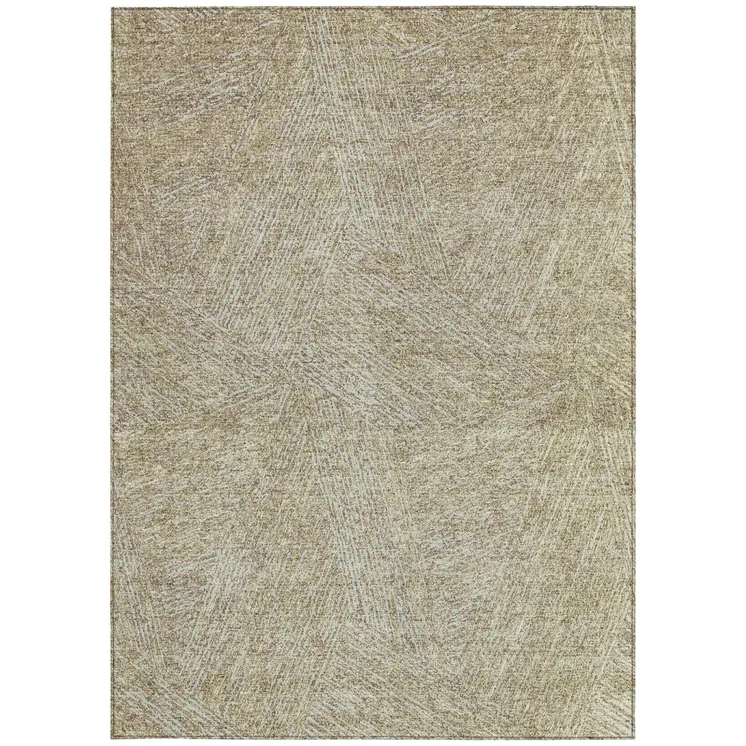 5' X 8' Ivory And Brown Abstract Washable Indoor Outdoor Area Rug