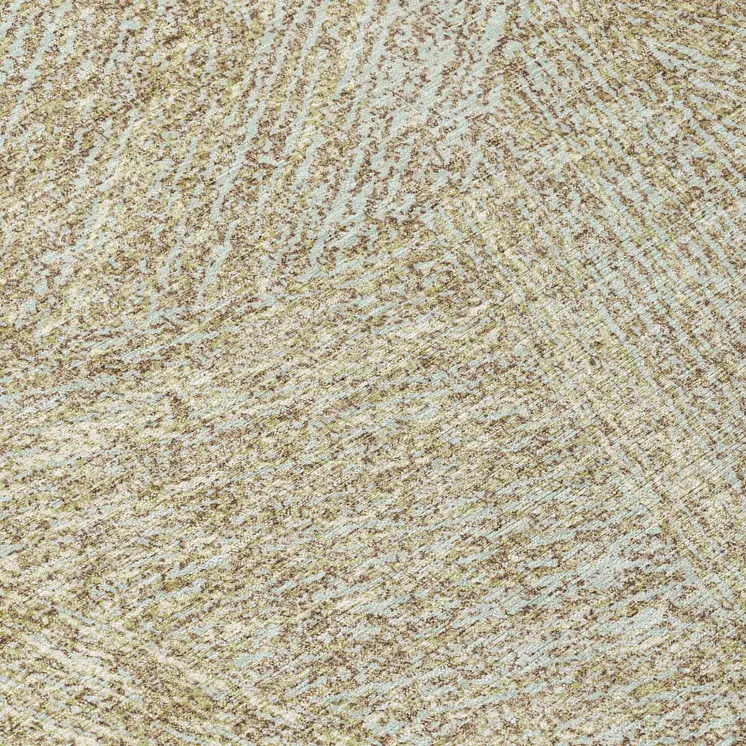 8' Ivory And Brown Round Abstract Washable Indoor Outdoor Area Rug