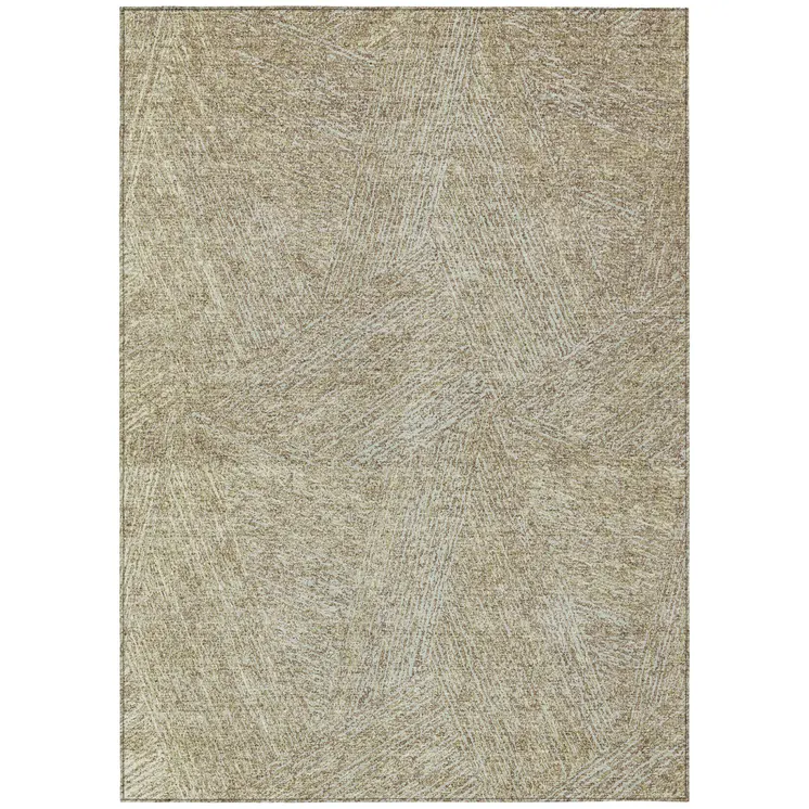 10' X 14' Ivory And Brown Abstract Washable Indoor Outdoor Area Rug